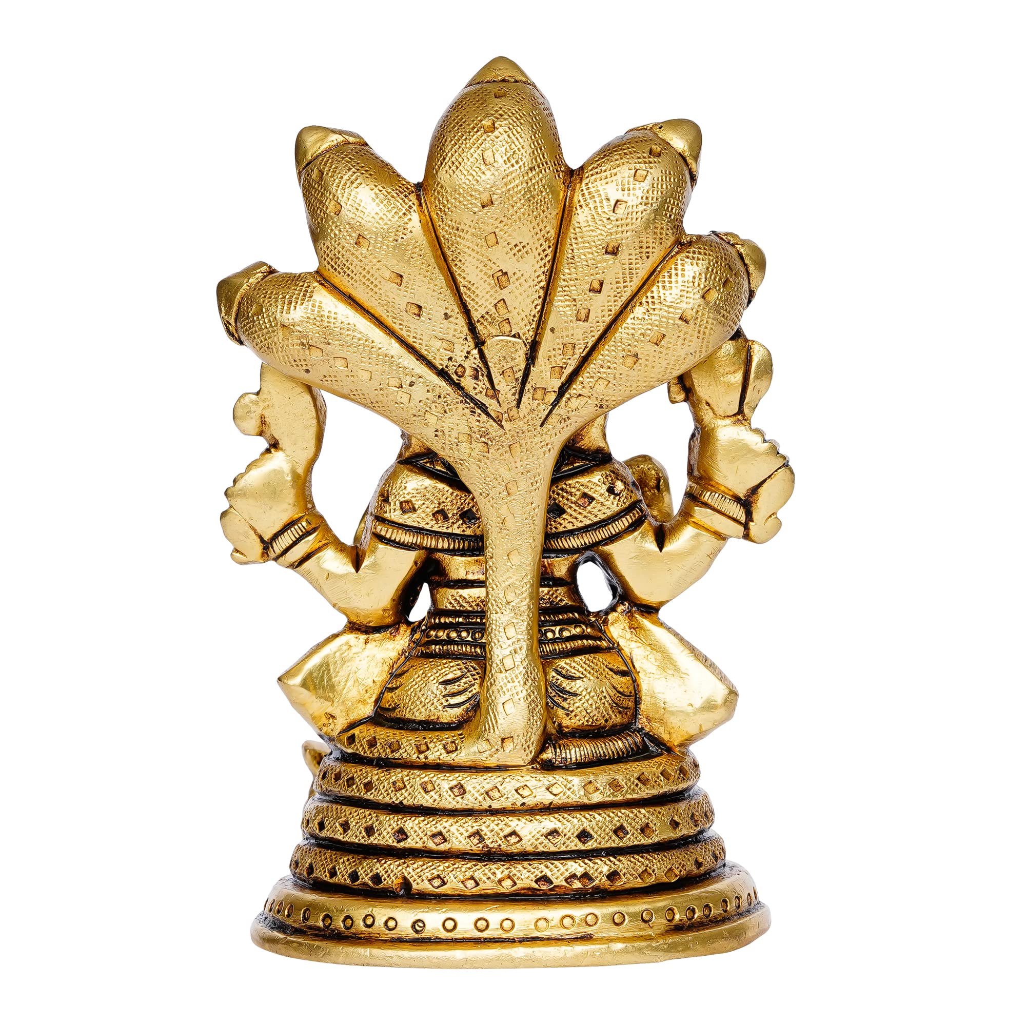Ecraftindia Golden Brass Ganesha Idol With Naag Devta | Lord Ganesha Idol For Home Decor Office | Ganesha Statue | Ganesh Ganpat
